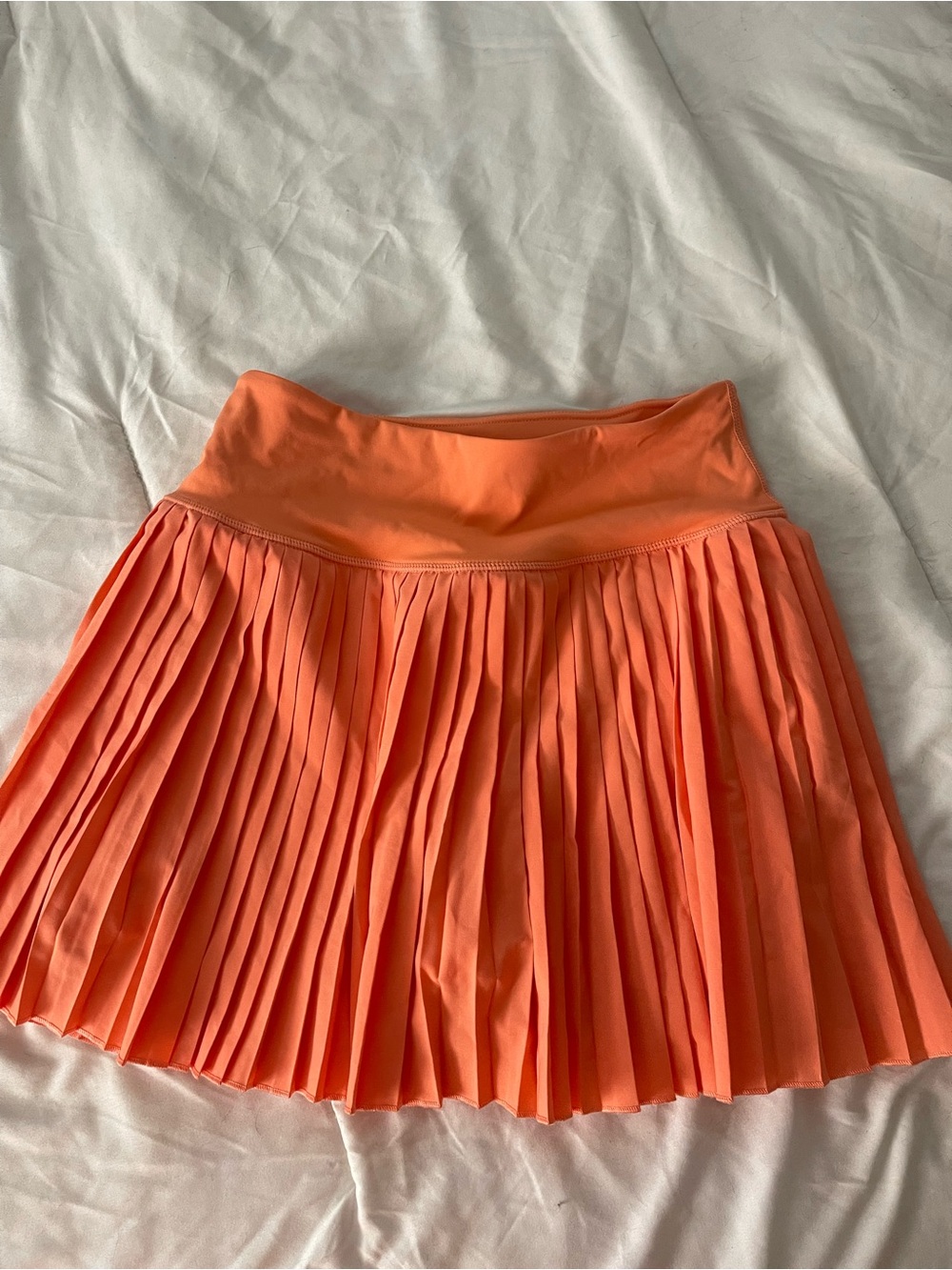 Pleated Mini Skirt in coral Orange
